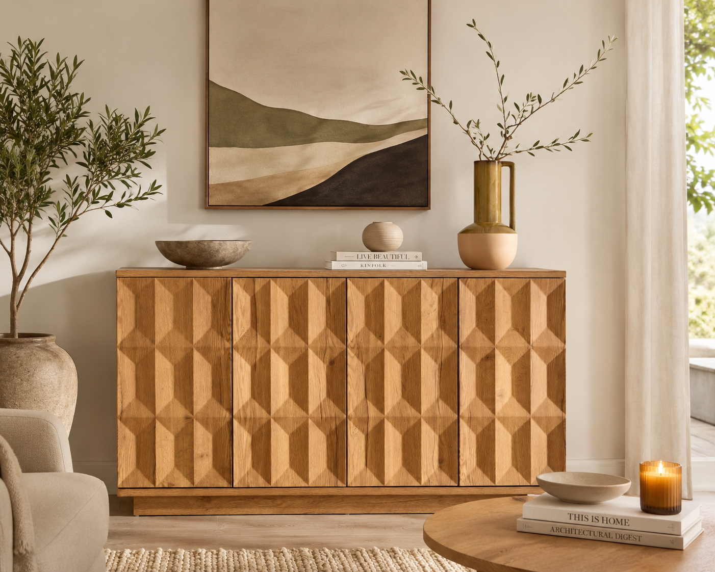 Aurento Geometric 4 Door Sideboard