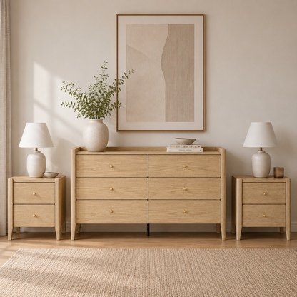 Sundrift Bedroom Essentials Bundle –  6-Drawer Lowboy & Bedside Set