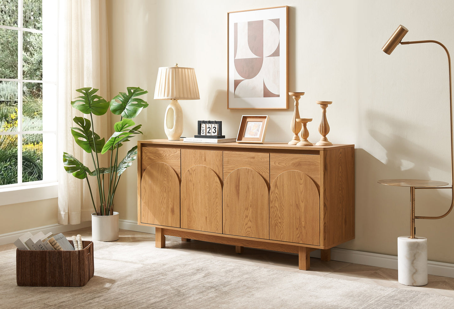 Eden Arched Tallboy and Buffet Sideboard Cabinet Bundle | Spacious Storage Solution