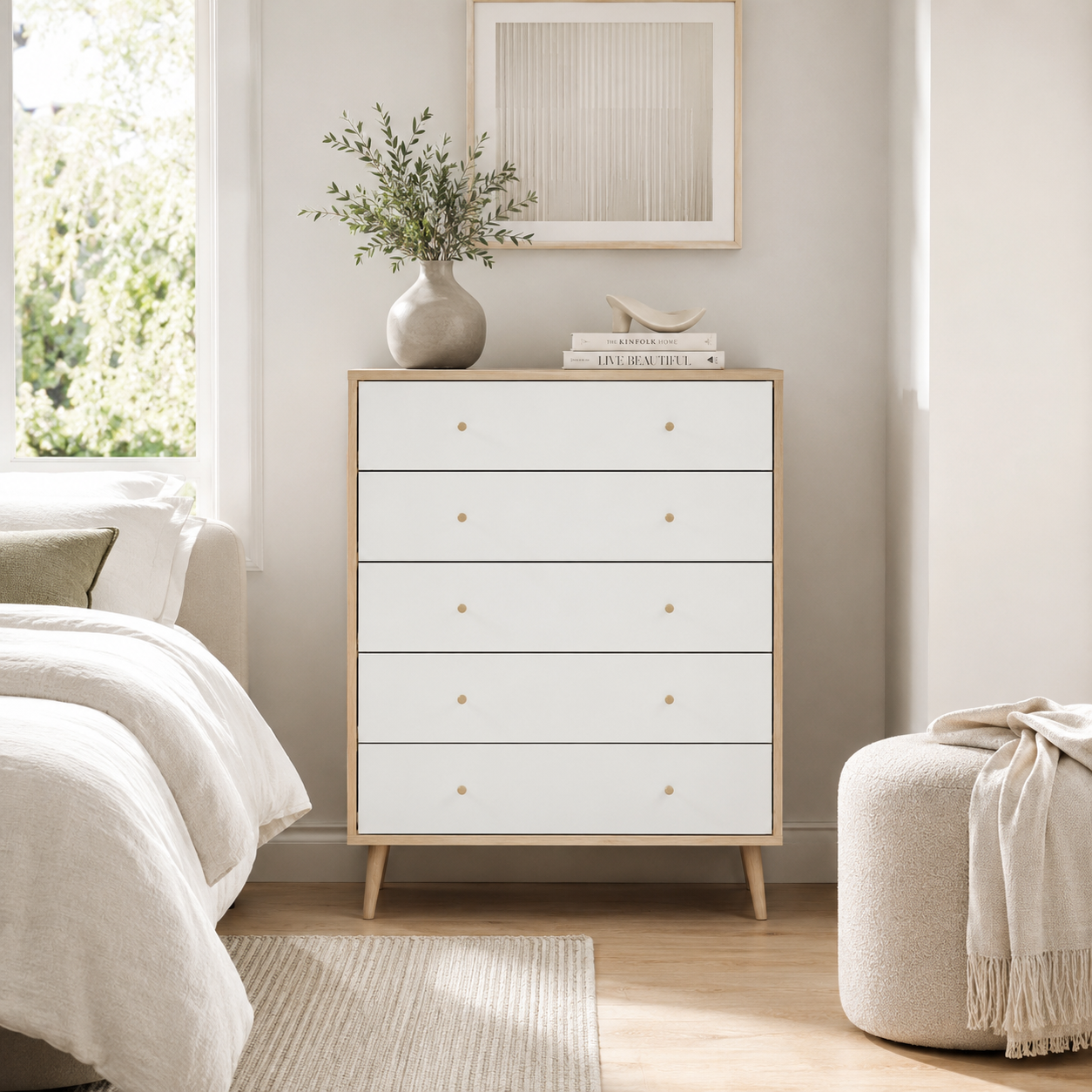 Adriana 5 Drawer Chest | Scandinavian Style Chest for Elegant Storage