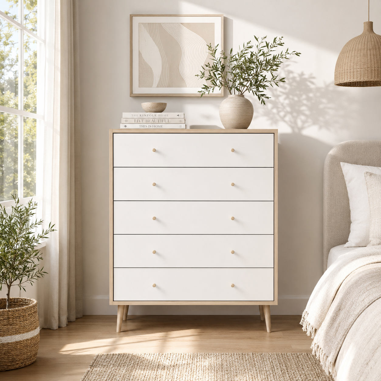 Adriana 5 Drawer Chest | Scandinavian Style Chest for Elegant Storage