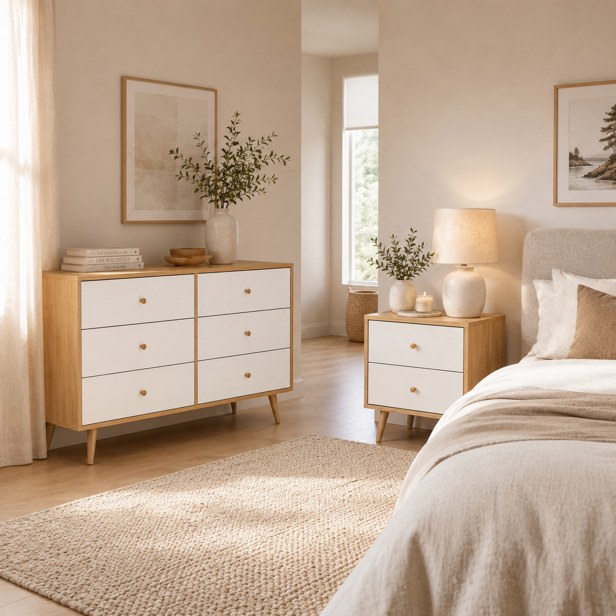 Adriana 6 Chest of Drawers Dresser Lowboy Storage Cabinet | Scandinavian Style for Modern Living