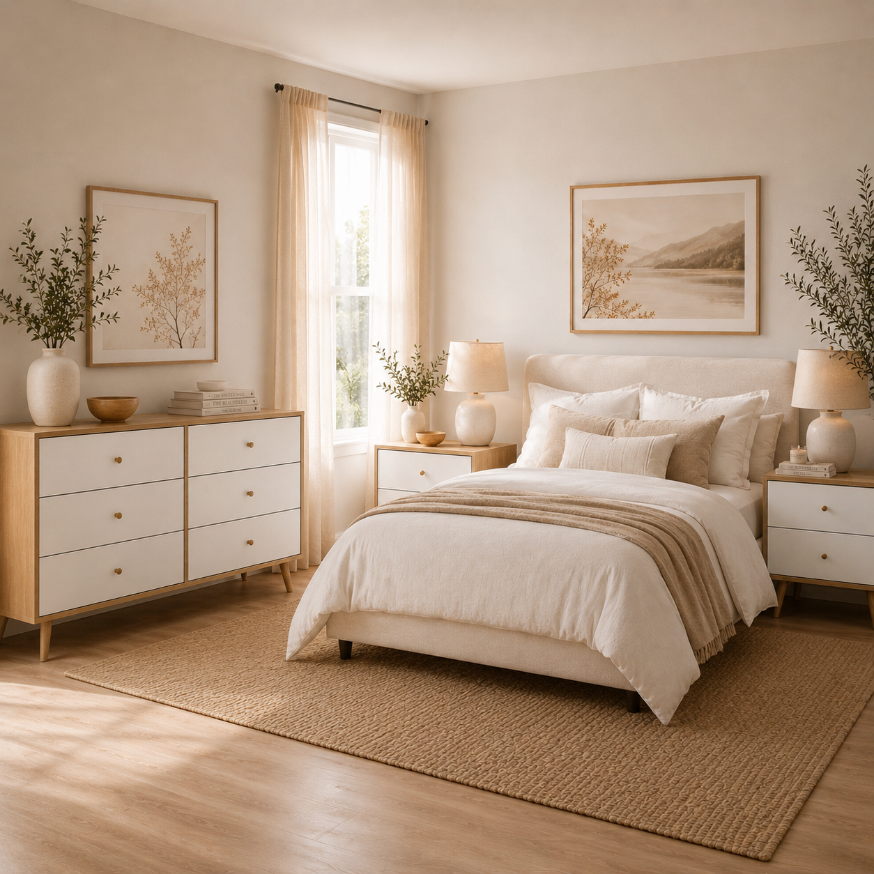Adriana Bedroom Bundle - 6 Chest of Drawers Dresser and 2 Bedside Tables