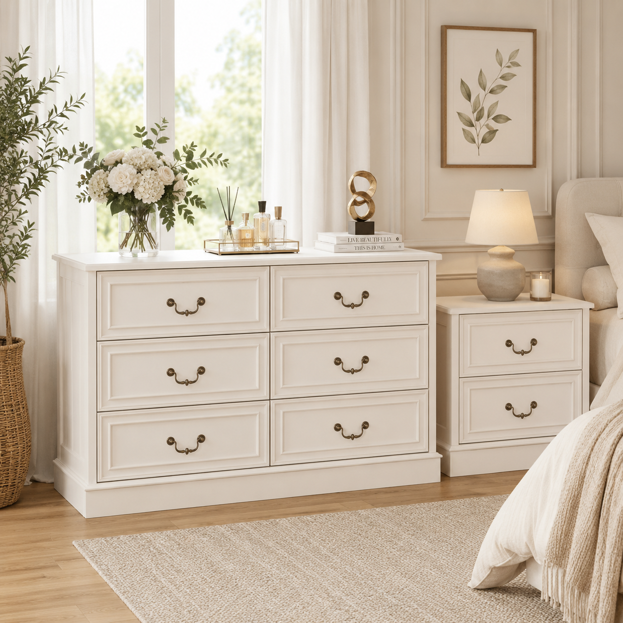 Hampton 6 Chest of Drawer + 1 Bedside
