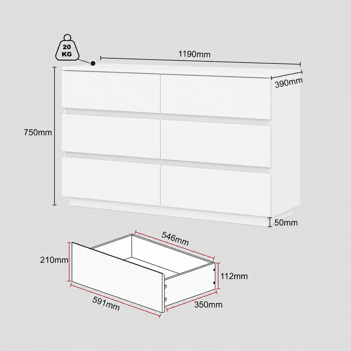 Zane White 12-Drawer Dresser | Luxe Duo Drawer Storage
