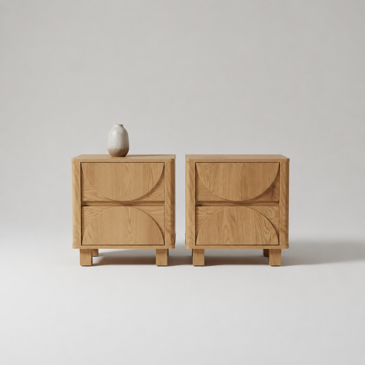 Arched 2-Drawer Bedside Tables Duo Set – Mid-Century Modern