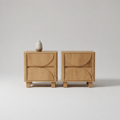Arched 2-Drawer Bedside Tables Duo Set – Mid-Century Modern