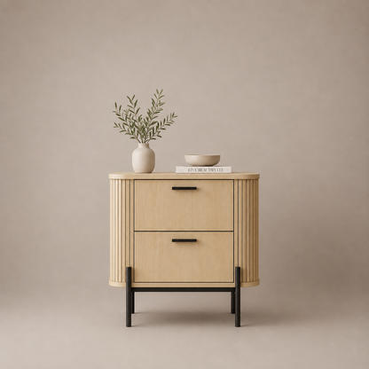 Ayla Fluted 2-Drawer Bedside Table | Contemporary Bedroom