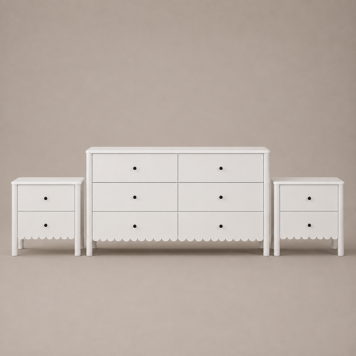 Harla Scalloped White Bedroom Furniture Set