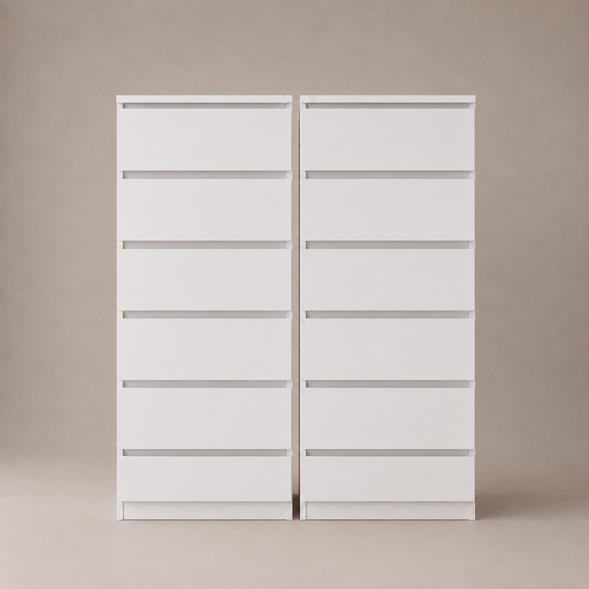 Zane Duo Dresser Set | Narrow 6- Drawer White