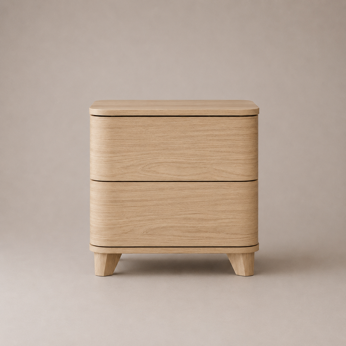 Malibu Curved 2 Drawer Light Oak Bedside Table