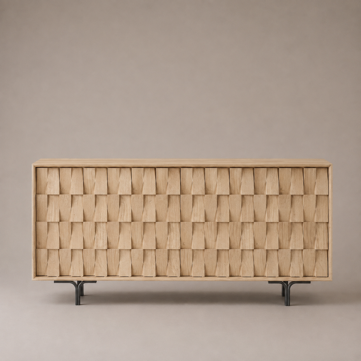 Velluto 4-Door Sideboard | 3D Textured Wood Slat Design Storage