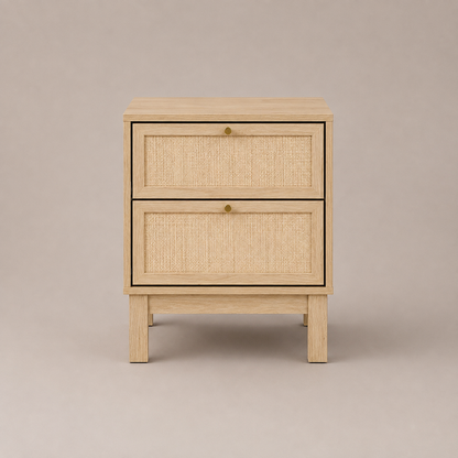 Nara Rattan 2-Drawer Bedside Table