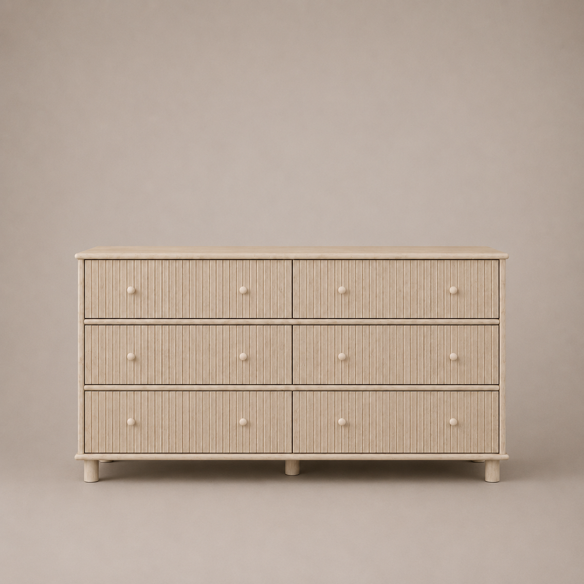 Coastal Fluted 6-Drawer Chest | Light Oak Furniture