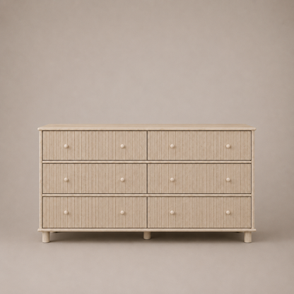 Coastal Fluted 6-Drawer Chest | Light Oak Furniture