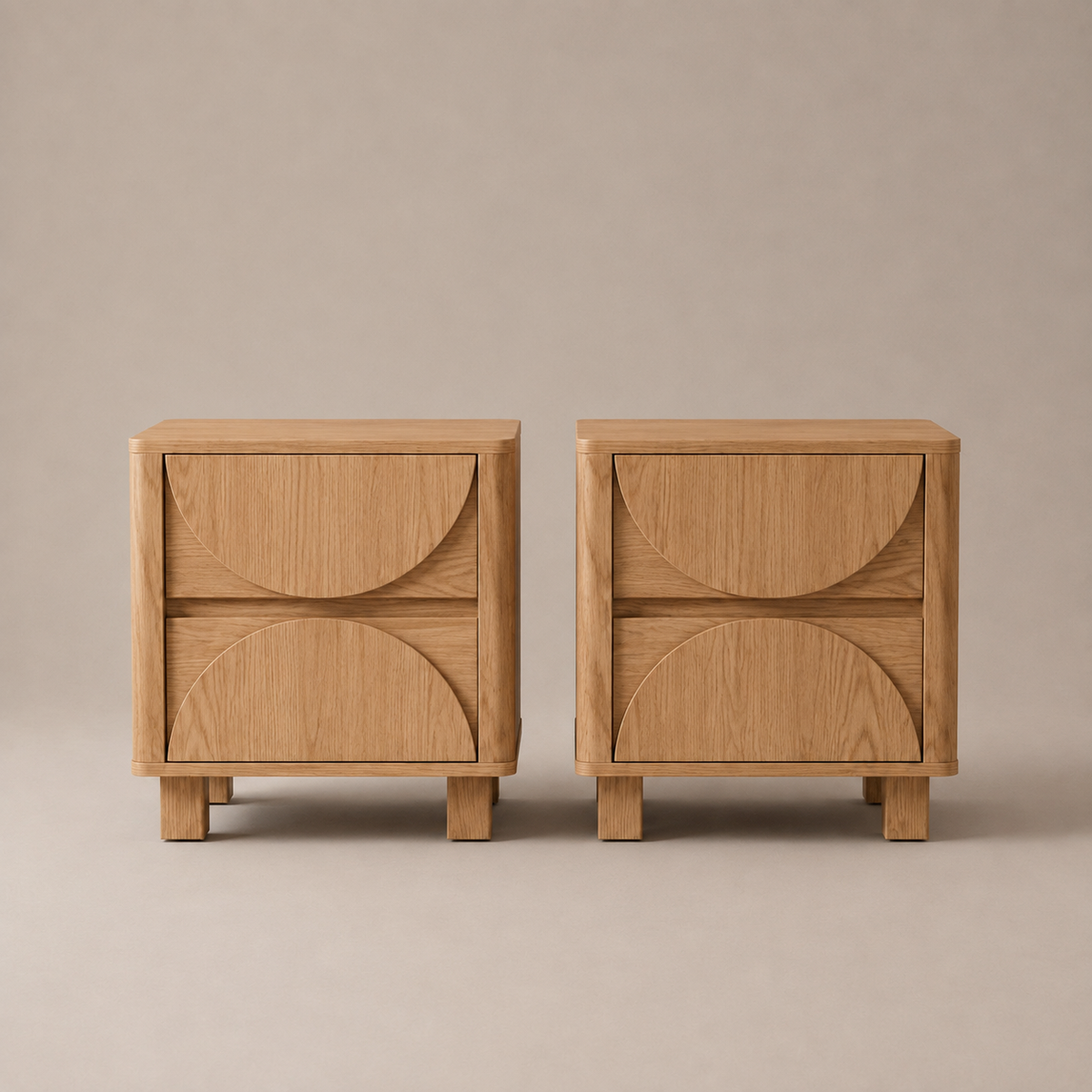 Arched 2-Drawer Bedside Tables Duo Set – Mid-Century Modern
