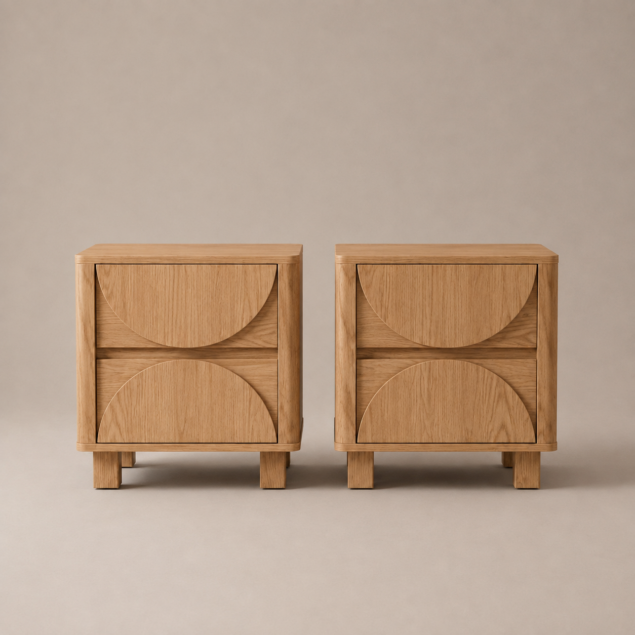 Arched 2-Drawer Bedside Tables Duo Set – Mid-Century Modern