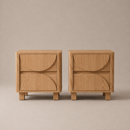 Arched 2-Drawer Bedside Tables Duo Set – Mid-Century Modern