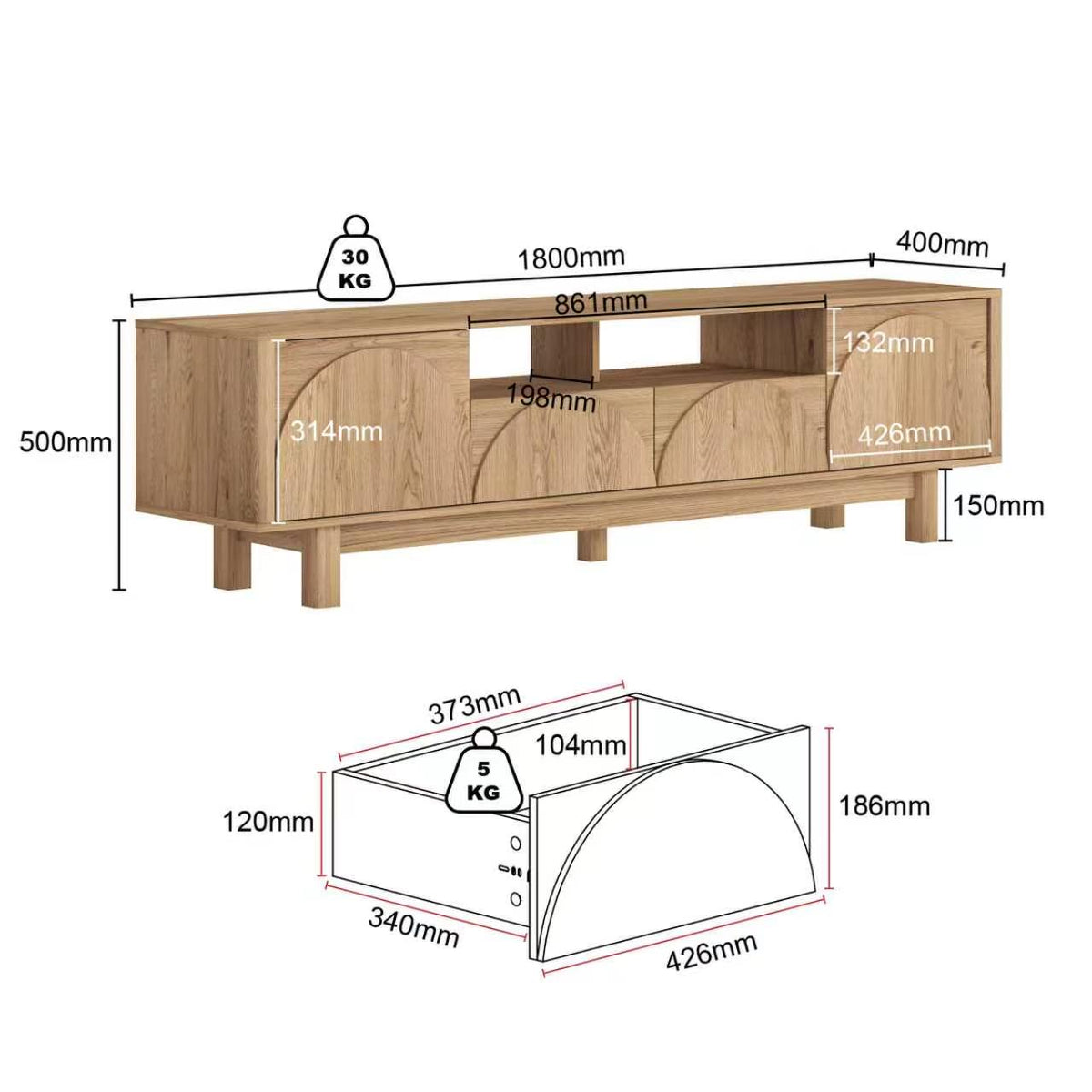 Eden Arch 180cm TV Entertainment Unit | Contemporary Living