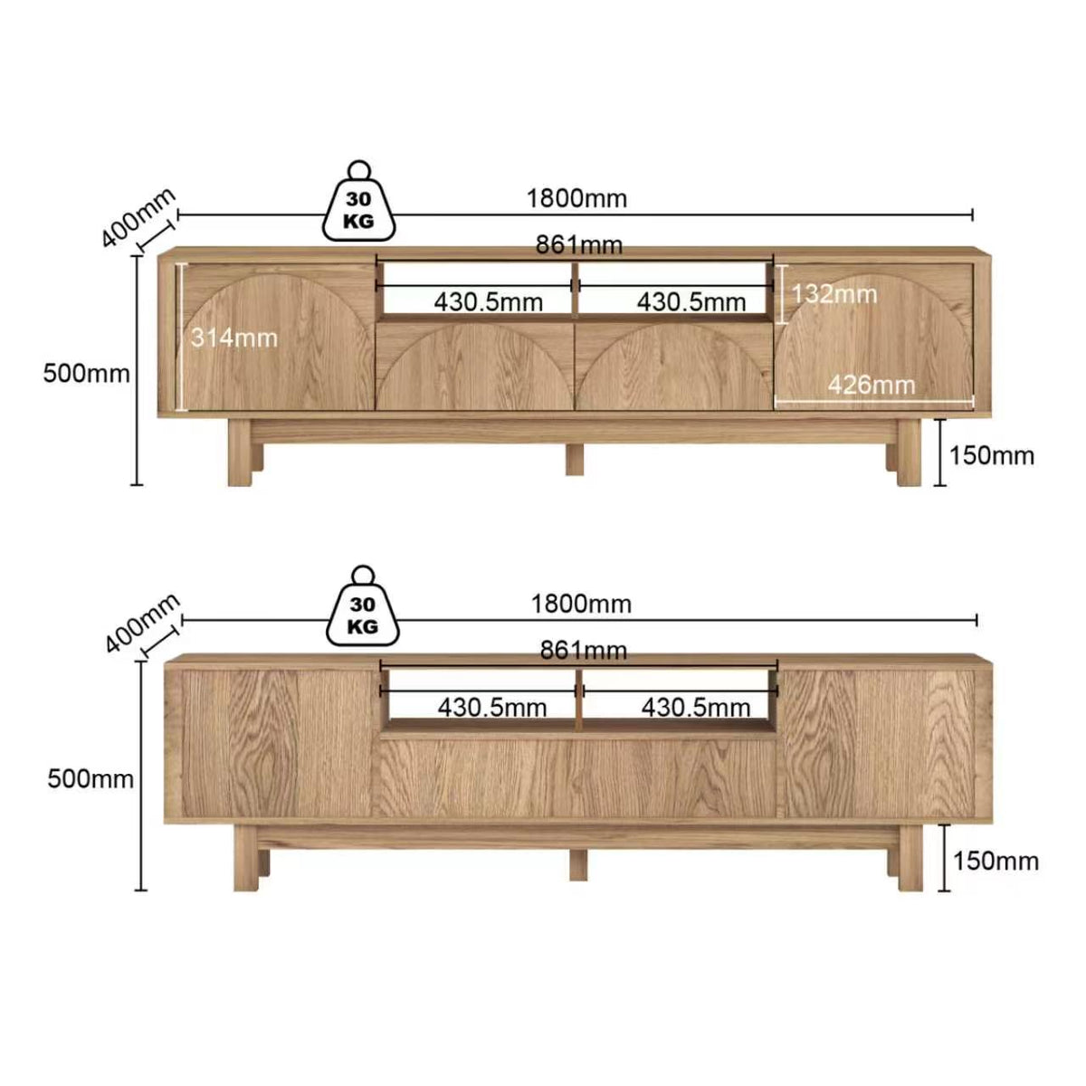 Eden Arch 180cm TV Entertainment Unit | Contemporary Living