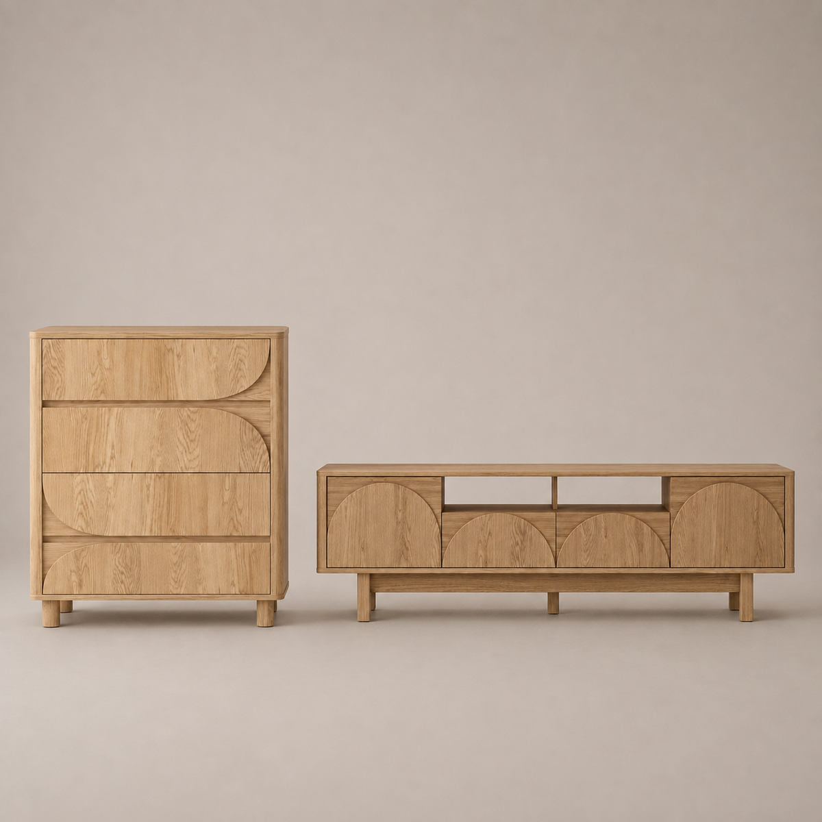 Eden Arched TV Unit & Tallboy Bundle - Complete Living Or Bedroom Solution