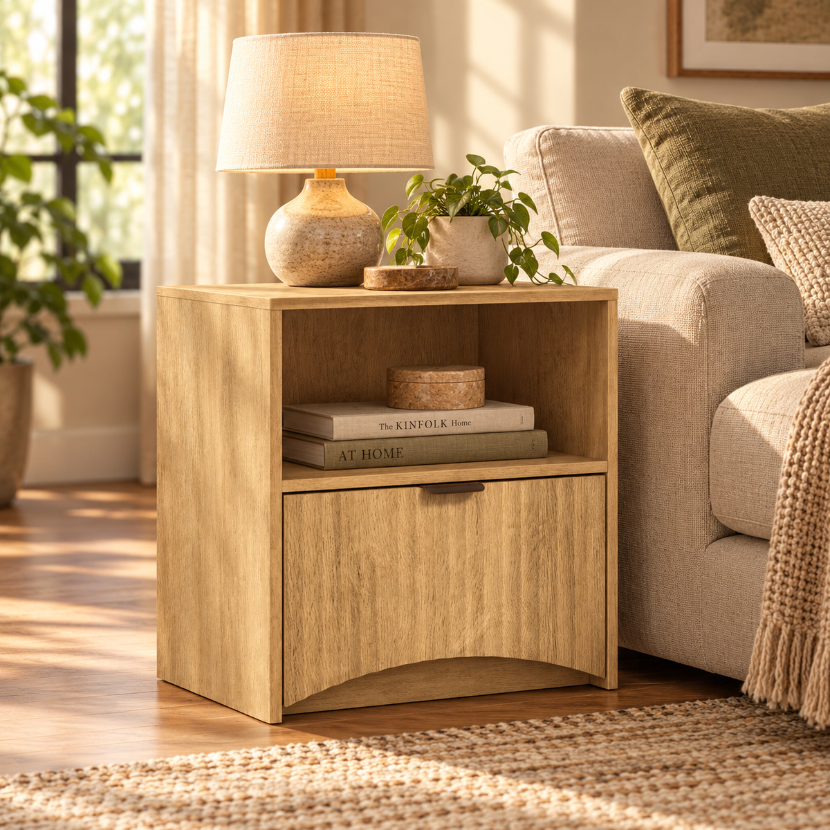 Lenore Natural Oak Bedside Table