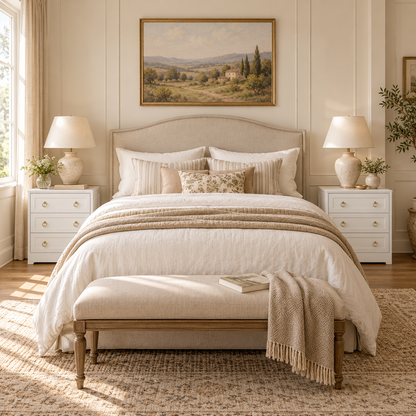 Villa Blanc 3-Drawer Bed Side Table – White with Gold Handle