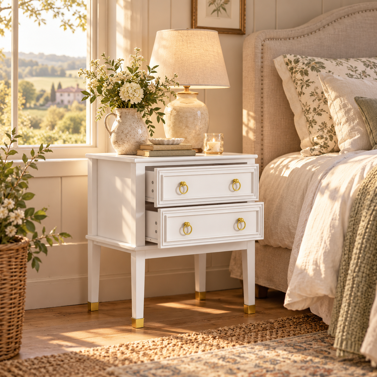 Norwood White Bedside Table