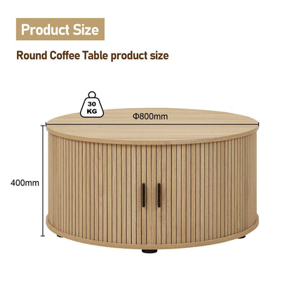 Ayla Round Fluted Coffee Table dimension diagram showing diameter and height