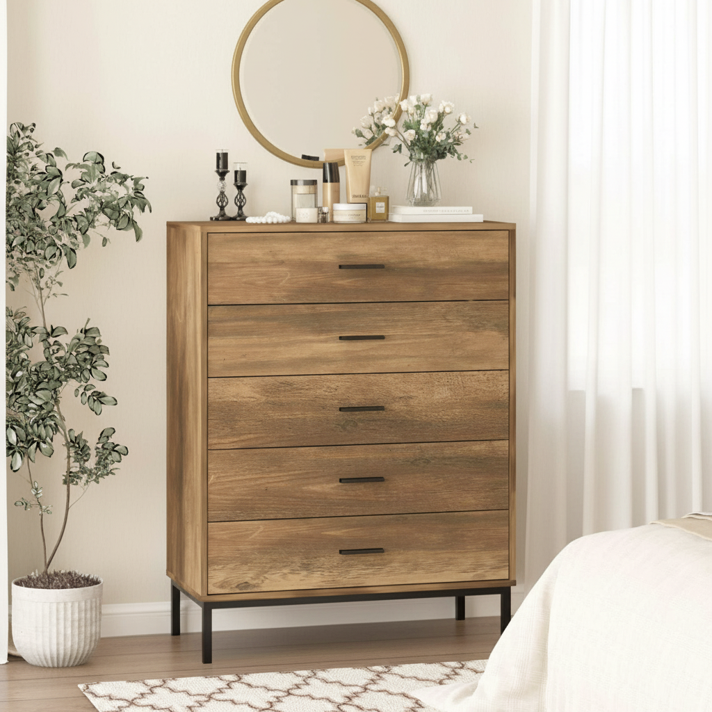 Bronx Five Drawer Dresser - Bedroom Storage