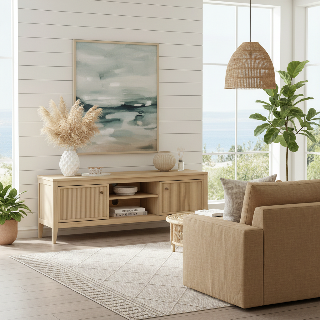 Vera 140cm TV Entertainment Unit - Ribbed Wood Design with Storage & Open Shelves