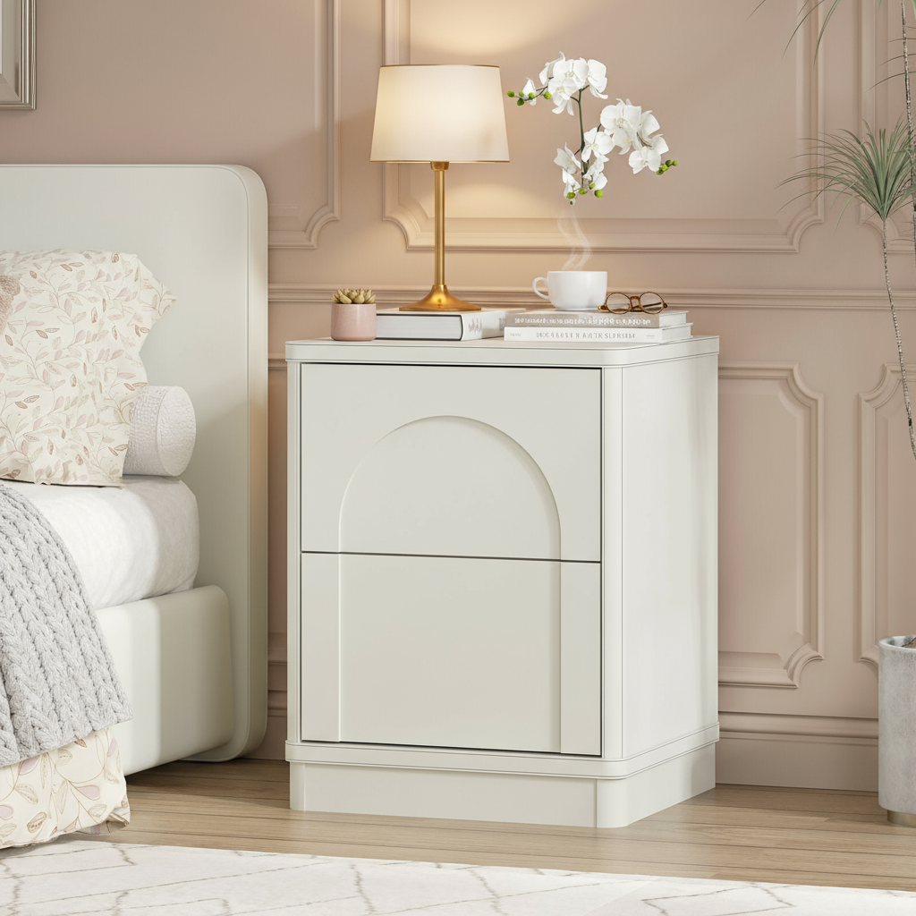 Soren Arched Bedside Table - Sleek, Functional, and Timeless Bedroom Storage