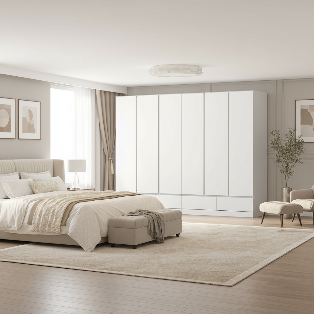 Felix Modern Sleek Wardrobe Bundle in white solid-colour laminate, shown as a matching pair