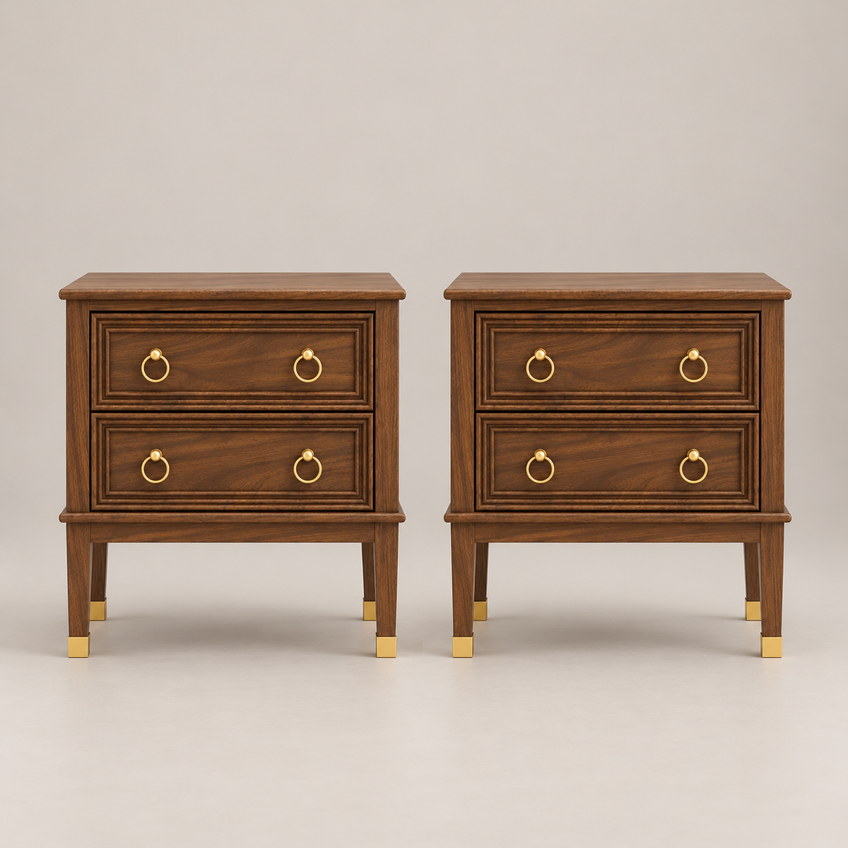 Noorwood Walnut 2 Drawer Bedside Tables Set of 2