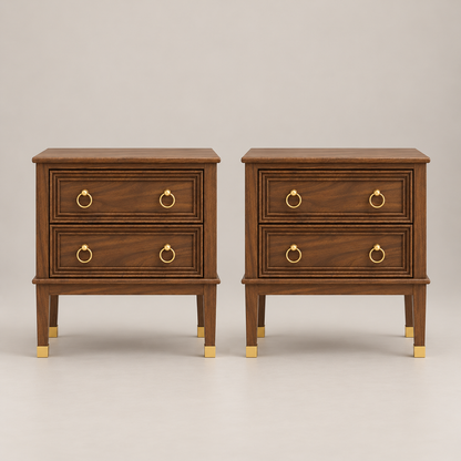 Noorwood Walnut 2 Drawer Bedside Tables Set of 2