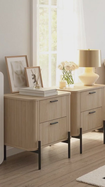 Ayla Fluted Bedside Duo Set – Textured Modern Design